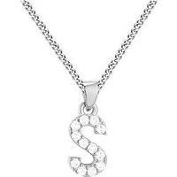 The Love Silver Collection Sterling Silver Cubic Zirconia Initial Pendant