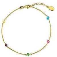 Multi Bead Curb Chain Anklet gold plated, rose gold plated & sterling silver