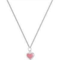 The Love Silver Collection Silver Dainty Enamel Heart Pendant - Pink