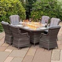 East Ravenna 6 Seater Oval Fire Pit Dining Set