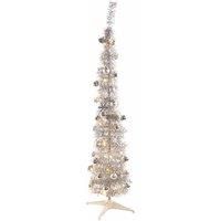 East 5Ft Silver Pop-up Decorated Christmas Tree 60 Warm White Leds