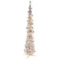 East 6Ft Silver Pop-up Decorated Christmas Tree 100 Warm White Leds