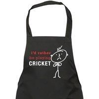 Men's I'd Rather Be Playing Cricket Apron Black Novelty