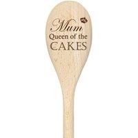 Mum Queen Of The Cakes Spoon Funny Wooden Spoon