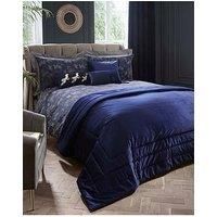 Chic Navy Luxury Soft Velvet Quilted Bedspread Throwover Bed Throw 150x220cm New