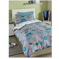 Bedlam - Game Glow - Childrens Glow in the Dark Duvet Cover Set - Single Bed Size in Multi