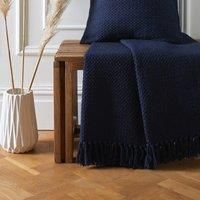 Drift Home - Hayden - 100% Recycled Cotton Throw - 200 x 200cm Bed Size in Navy