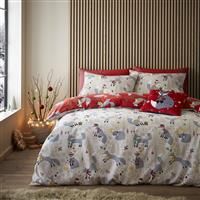 Fusion - Christmas Foraging Fox - Reversible Duvet Cover Set - Single Bed Size in Red