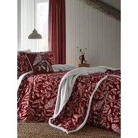 Dreams & Drapes Lodge - Woodland Owls - Fleece Bedspread - 150cm x 200cm in Red