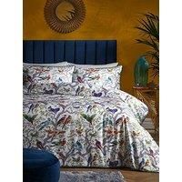 Laurence Llewelyn-Bowen - White & Multi-Colours Duvet Cover Sets - King (220 x 230cm) - Bird Print - Luxury Beddings Cover - 100% Cotton Sateen - Birdity Absurdity Collection