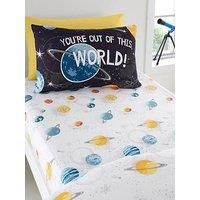 Bedlam - Universe Outer Space Bed Sheets - Single Fitted Sheet (190 x 90 x 25cm) - Galaxies & Planets Bedding for Boys - Space Bedroom Accessories - Outer Space Collection, Black