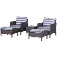 Outsunny 5pcs Outdoor Patio Furniture Set Wicker Conversation Set Deep Grey