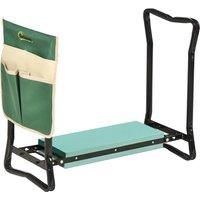 Outsunny Foldable Steel Frame Garden Kneeler Seat w/ Foam Bag Tool Bag Pouch Outdoor Garden Stable Sturdy Assistance Versatile Use