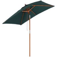 Outsunny Wooden Patio Umbrella Market Parasol Outdoor Sunshade Green