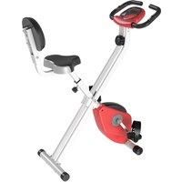 HOMCOM Magnetic Resistance Exercise Bike Foldable w/LCD Monitor Adjustable Seat Heart Rate Monitors Food Straps Foot Pads Home Office Fitness Training Workout - Red