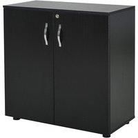 Vinsetto 2-Tier Locking Office Storage Cabinet File Organisation w/Feet Melamine Coating Aluminium Handles 2 Keys Stylish Black