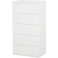 HOMCOM Chest of Drawer, 5 Drawers Storage Cabinet Freestanding Tower Unit Bedroom Living Room Furniture, White