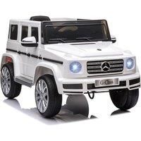 HOMCOM Compatible 12V Battery-powered Kids Electric Ride On Car Mercedes Benz G500 Toy with Parental Remote Control Music Lights MP3 Suspension Wheels for 3-8 Years Old White