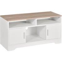 HOMCOM Home Office 42" TV Stand Storage Unit w/Cabinets Shelves Table Top Modern Furniture Living Room Bedroom Organisation White