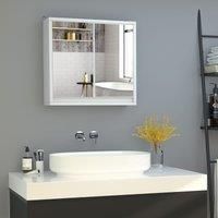 HOMCOM Wall Mounted Mirror Cabinet with Storage Shelf Bathroom Cupboard Double Door White