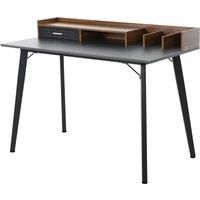 HOMCOM Modern Computer Desk Laptop Writing Table w/Hutch 1 Drawer workstation Home Office Furniture Brown and Black