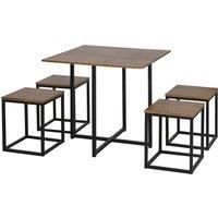 Compact 5pc Kitchen Dining Set Wood Bar Table Chair Home Space Saving Furniture