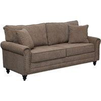 Nail Head Accent Two-Seater Brown Loveseat Sofa