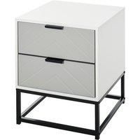 Bedside Cabinet Nightstand 2 Drawer Unit Storage and Metal Base for Home Office