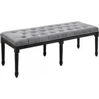 HOMCOM Fabric Bed End Bench Velvet Upholstered Tufted Accent Lounge Sofa Window Seat for Living Room, Bedroom, Hallway, Grey