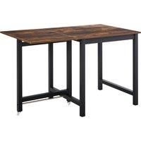 HOMCOM Foldable Dining Table Drop Leaf Folding Side Console Writing Desk for Kitchen, Dining Room, Rustic Brown