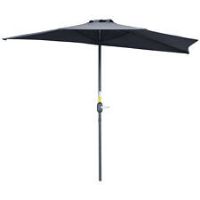 Outsunny 2.7m Metal Frame Garden Furniture Half Parasol Semi Sun Umbrella Patio