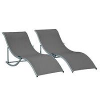 Outsunny Set of 2 Zero Gravity Lounge Chair Recliners Sun Lounger Dark Grey