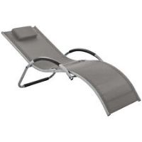 Outsunny Sun Lounge Recliner Lounge Chair Design Ergonomic w/ Pillow Khaki