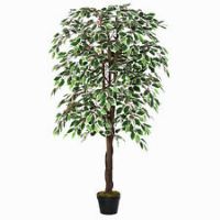 Outsunny 160cm/5.2FT Artificial Ficus Tree Fake Plant in Pot Indoor Outdoor