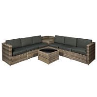 Outsunny 8Pcs Patio Rattan Sofa Set Garden Furniture Side Table w/ Cushion