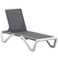 Outsunny Chaise Patio Lounge with 5Level Adjustable Back Wheels Texteline Grey