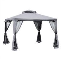 Outsunny 3 x 3 m Gazebo Garden Outdoor 2Tier Roof Marquee Party Tent Grey