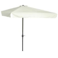 Outsunny 2.3m Half Round Parasol Garden Sun Umbrella Metal w/ Crank OffWhite