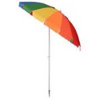 Outsunny Arc. 2.4m Beach Umbrella w/ Sand Anchor Tilt Sistem Carry Bag