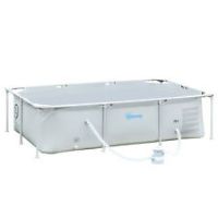 Outsunny Steel Frame Swimming Pool w/ Filter Pump and Reinforced Sidewalls, Grey