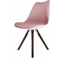 Fusion Living Soho Plastic Dining Chair With Pyramid Dark Wood Legs Blush Pink