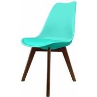 Fusion Living Soho Plastic Dining Chair With Squared Dark Wood Legs Aqua