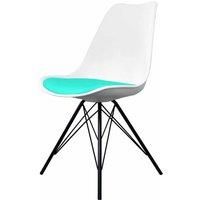 Fusion Living Soho Plastic Dining Chair With Black Metal Legs White & Aqua