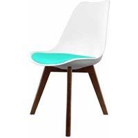 Fusion Living Soho Plastic Dining Chair With Squared Dark Wood Legs White & Aqua