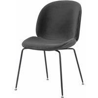 Fusion Living Luxurious Velvet Dining Chair With Black Metal Legs Dark Grey