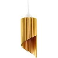 Happy Homewares Modern Designer Satin Gold Tubular Bells Styled Ceiling Pendant Light Shade | 26cm x 11cm | for Lounge, Bedroom, Dining Room etc