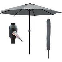 Garden Parasol Patio Table Umbrella Sun Shade Crank Handle Waterproof 2.7M