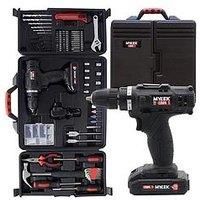 Mylek 18V Cordless Drill With 130 Piece Tool Set And Case