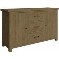 Rustic Driftwood Finish Sideboard 2 Door 3 Drawer Reclaimed Pine Chunky Table