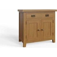 FWStyle Oak Sideboard Storage Unit with 1 drawer above 2 cupboards. Ready Assembled. W85 x H 80 x D35cm. Traditional Design.